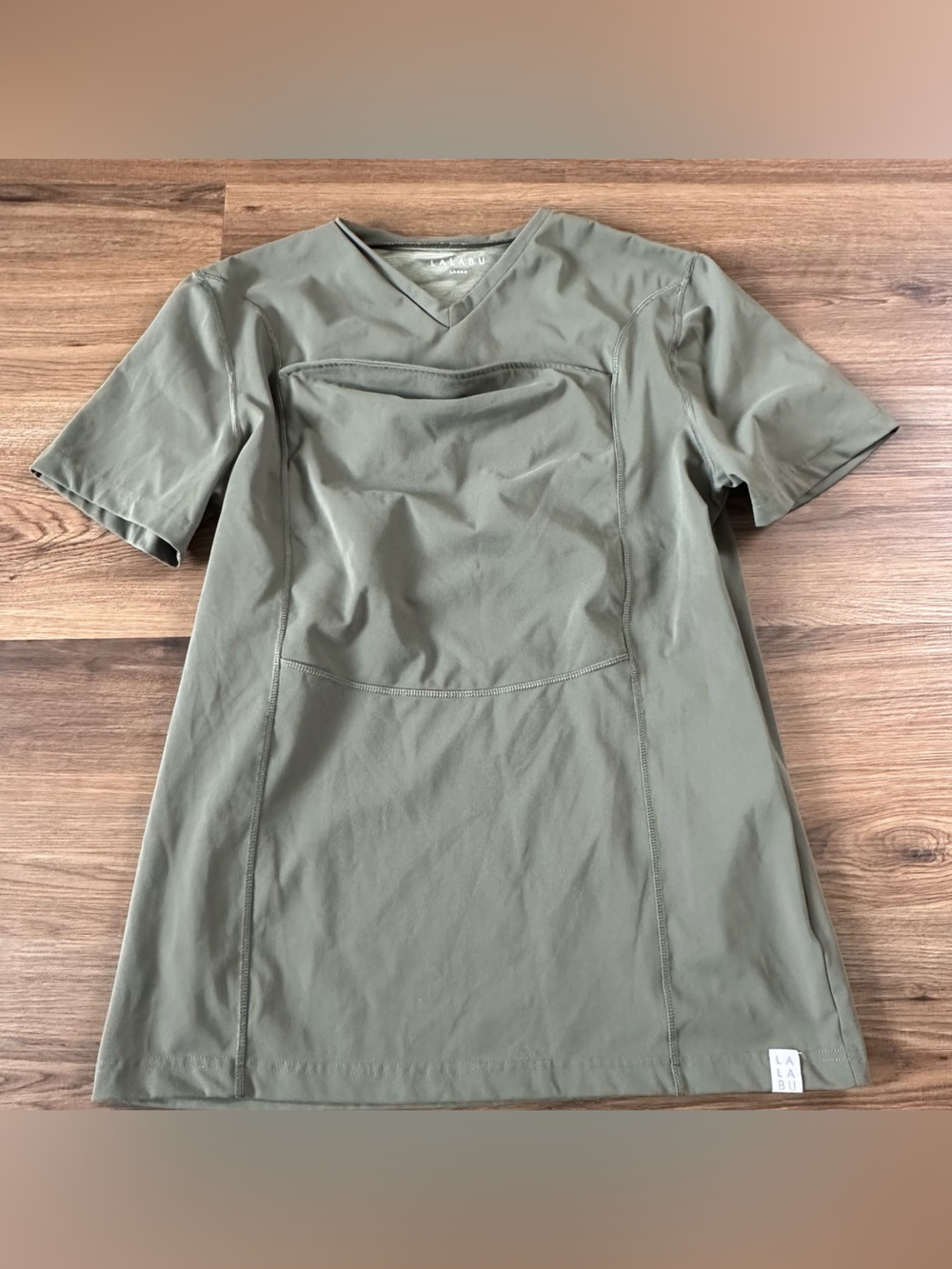 Lalabu Dad Shirt Babywearing Tee Green Large Short Sleeve Pouch Carrier 7-15lbs